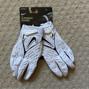 BNWT Nike Superbad 6.0 Football Receiver Gloves White FN0279-102 Large
